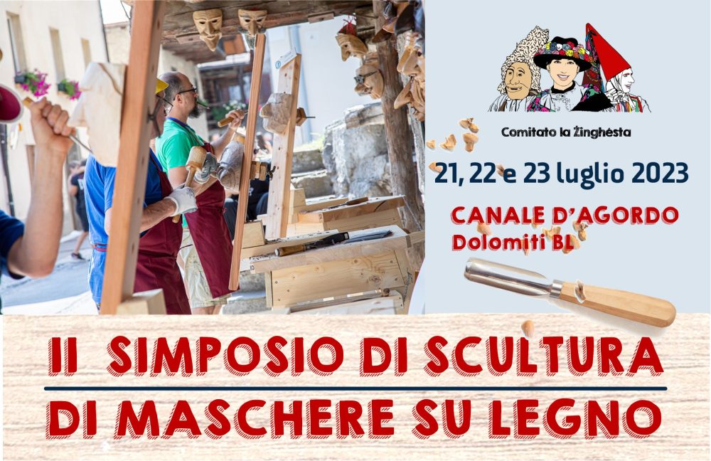 Simposio di scultura di maschere su legno